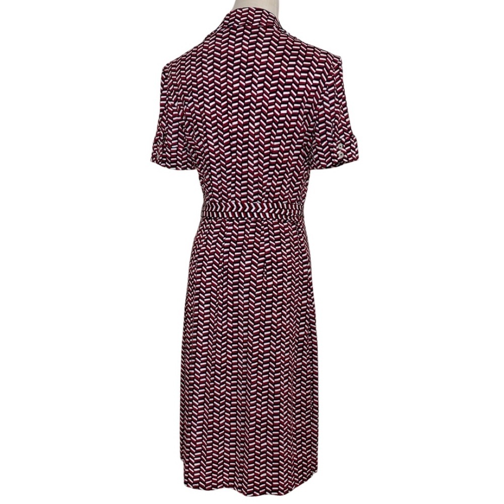 LOFT Geometric Print Above the Knee-Length Wrap Dress Red Black White Size 4 - Picture 8 of 16